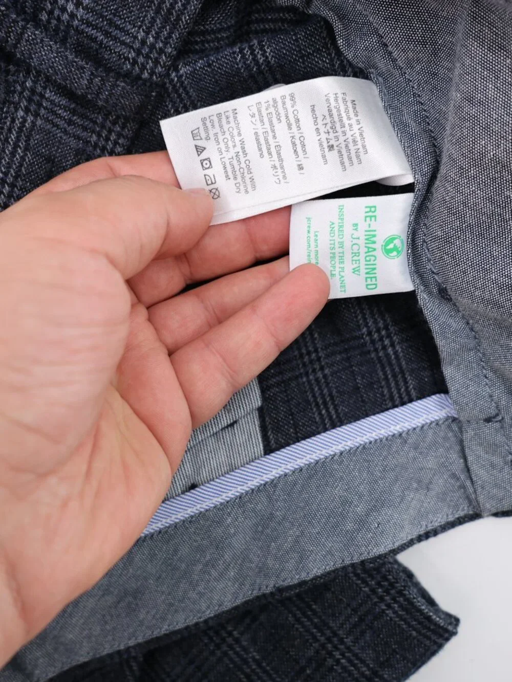 NWT J Crew 484 Pants Mens 32 L32 Slim Fit Brushed Twill Plaid Stretch Flat Front
